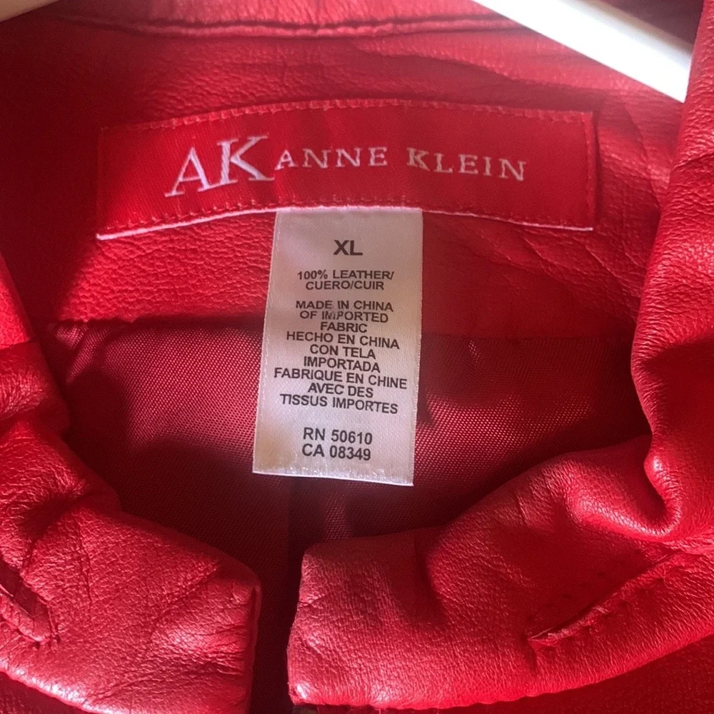 Womens Red leather jacket size XL made by Anne Klein - Picture 4 of 4